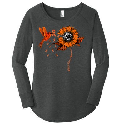 Hummingbird Holding Orange Ribbon Kidney Cancer Awareness Women's Perfect Tri Tunic Long Sleeve Shirt