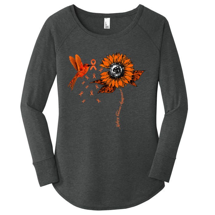 Hummingbird Holding Orange Ribbon Kidney Cancer Awareness Women's Perfect Tri Tunic Long Sleeve Shirt