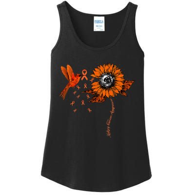 Hummingbird Holding Orange Ribbon Kidney Cancer Awareness Ladies Essential Tank