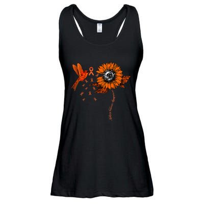 Hummingbird Holding Orange Ribbon Kidney Cancer Awareness Ladies Essential Flowy Tank