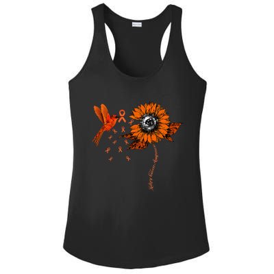 Hummingbird Holding Orange Ribbon Kidney Cancer Awareness Ladies PosiCharge Competitor Racerback Tank