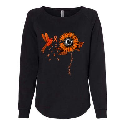 Hummingbird Holding Orange Ribbon Kidney Cancer Awareness Womens California Wash Sweatshirt