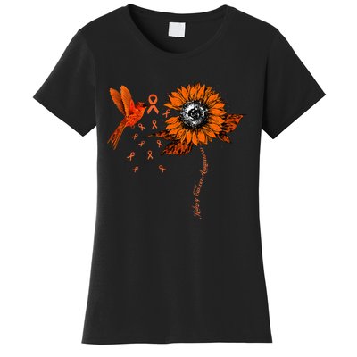 Hummingbird Holding Orange Ribbon Kidney Cancer Awareness Women's T-Shirt