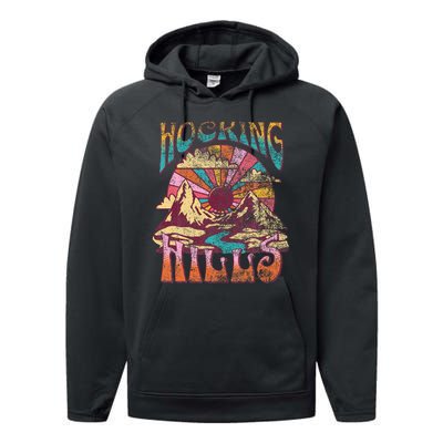 Hocking Hills Ohio Nature Hiking Mountains Outdoors Vintage Performance Fleece Hoodie