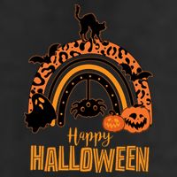 Happy Halloween Orange Patterned Rainbow Cool Comfort Performance Bucket Hat