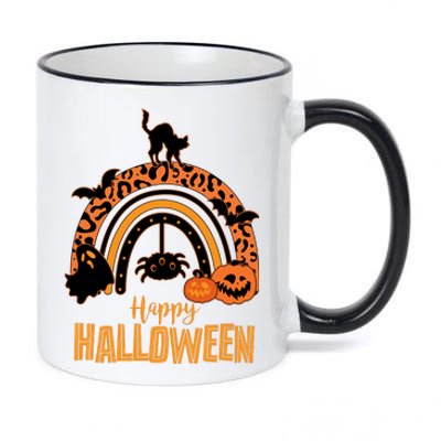 Happy Halloween Orange Patterned Rainbow 11oz Black Color Changing Mug