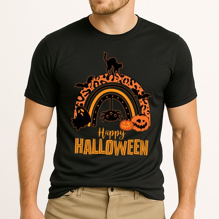 Happy Halloween Orange Patterned Rainbow Cooling Performance Crew T-Shirt