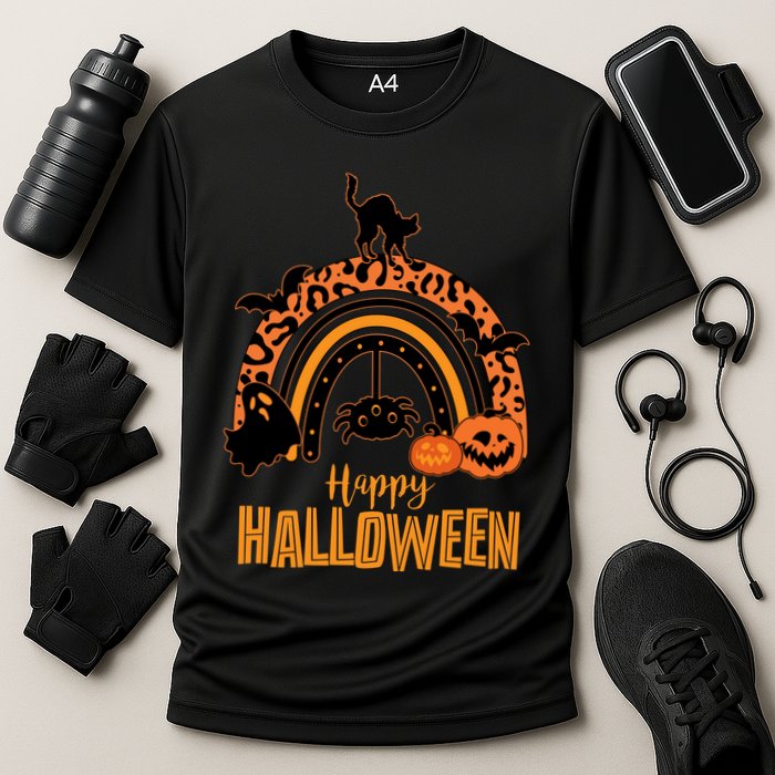Happy Halloween Orange Patterned Rainbow Cooling Performance Crew T-Shirt