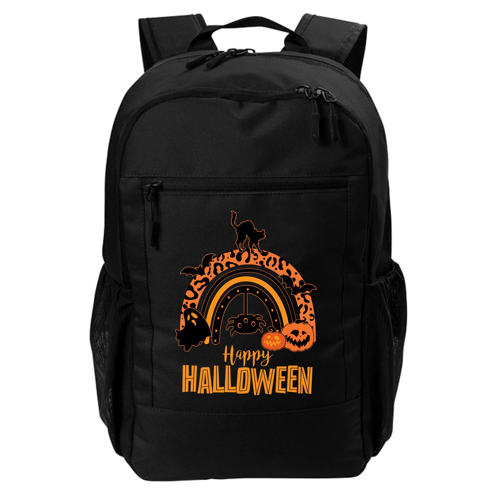 Happy Halloween Orange Patterned Rainbow Backpack