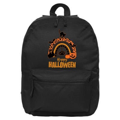 Happy Halloween Orange Patterned Rainbow 16 in Basic Backpack