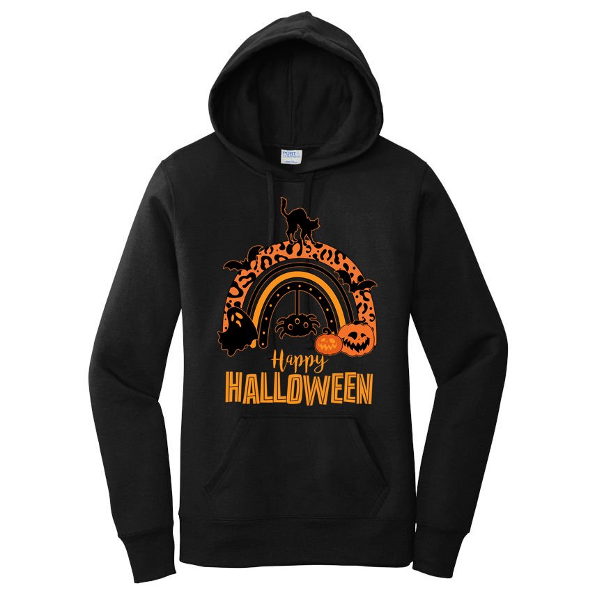 Happy Halloween Orange Patterned Rainbow Women's Pullover Hoodie