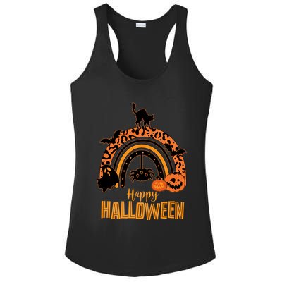 Happy Halloween Orange Patterned Rainbow Ladies PosiCharge Competitor Racerback Tank