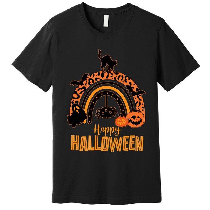 Happy Halloween Orange Patterned Rainbow Premium T-Shirt