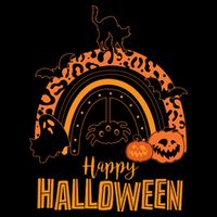 Happy Halloween Orange Patterned Rainbow Premium T-Shirt