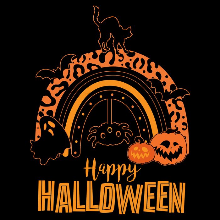 Happy Halloween Orange Patterned Rainbow Premium T-Shirt