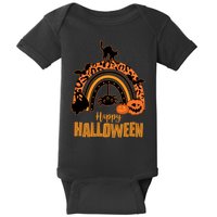 Happy Halloween Orange Patterned Rainbow Baby Bodysuit