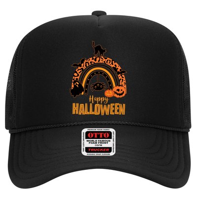 Happy Halloween Orange Patterned Rainbow Trucker Hat