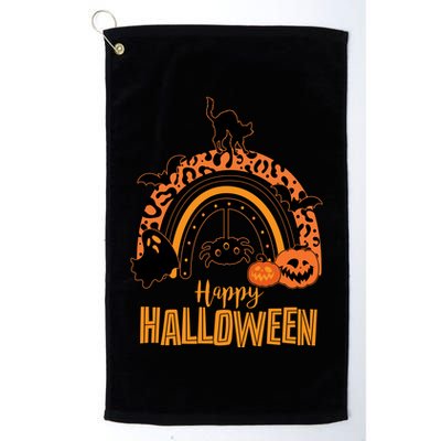 Happy Halloween Orange Patterned Rainbow Golf Towel
