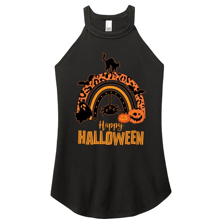 Happy Halloween Orange Patterned Rainbow Women's Perfect Tri Rocker Tank