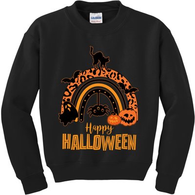 Happy Halloween Orange Patterned Rainbow Kids Sweatshirt