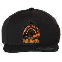 Happy Halloween Orange Patterned Rainbow Wool Snapback Cap
