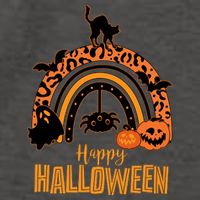 Happy Halloween Orange Patterned Rainbow Vector Backpack