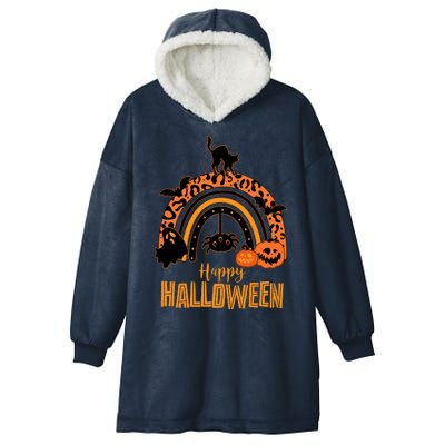 Happy Halloween Orange Patterned Rainbow Hooded Wearable Blanket