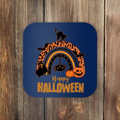 Happy Halloween Orange Patterned Rainbow Coaster