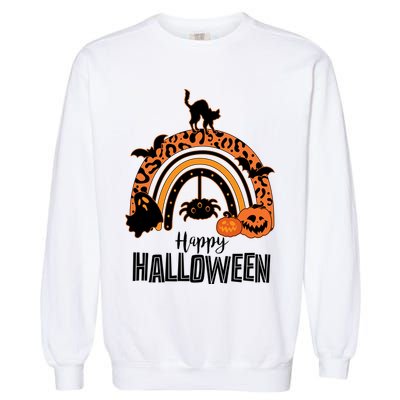 Happy Halloween Orange Patterned Rainbow Garment-Dyed Sweatshirt