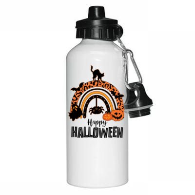 Happy Halloween Orange Patterned Rainbow Aluminum Water Bottle 