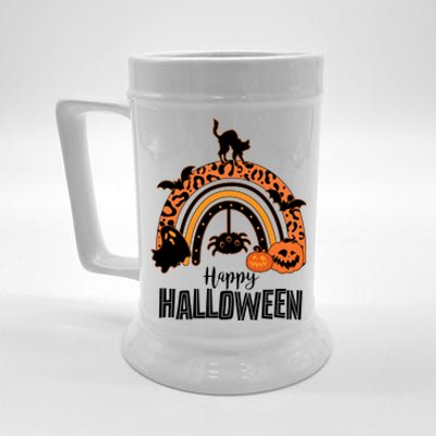 Happy Halloween Orange Patterned Rainbow Beer Stein