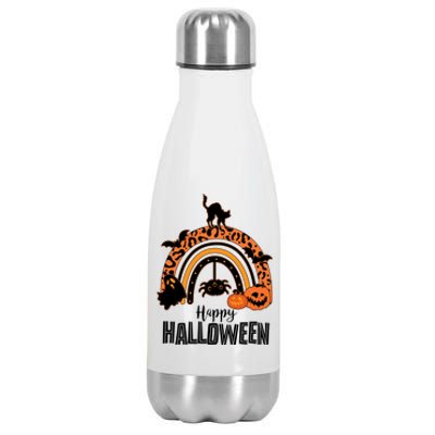 Happy Halloween Orange Patterned Rainbow Stainless Steel Insulated Water Bottle