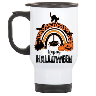 Happy Halloween Orange Patterned Rainbow Stainless Steel Travel Mug