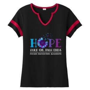 Hope Hold On Pain Ends Suicide Prevention Awareness Graphic Cool Gift Ladies Halftime Notch Neck Tee