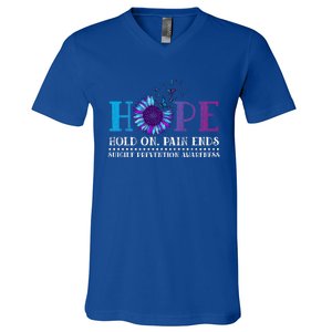 Hope Hold On Pain Ends Suicide Prevention Awareness Graphic Cool Gift V-Neck T-Shirt