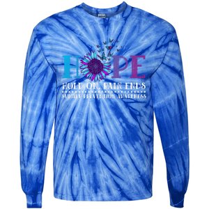 Hope Hold On Pain Ends Suicide Prevention Awareness Graphic Cool Gift Tie-Dye Long Sleeve Shirt