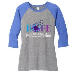 Hope Hold On Pain Ends Suicide Prevention Awareness Graphic Cool Gift Women's Tri-Blend 3/4-Sleeve Raglan Shirt