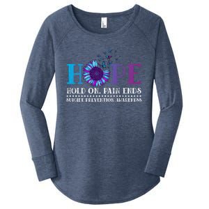 Hope Hold On Pain Ends Suicide Prevention Awareness Graphic Cool Gift Women's Perfect Tri Tunic Long Sleeve Shirt