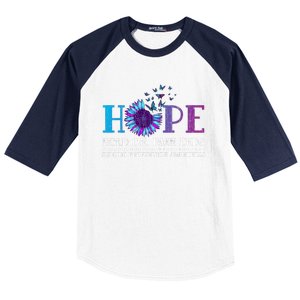 Hope Hold On Pain Ends Suicide Prevention Awareness Graphic Cool Gift Baseball Sleeve Shirt