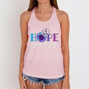 Hope Hold On Pain Ends Suicide Prevention Awareness Graphic Cool Gift Women's Knotted Racerback Tank