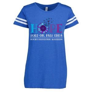 Hope Hold On Pain Ends Suicide Prevention Awareness Graphic Cool Gift Enza Ladies Jersey Football T-Shirt