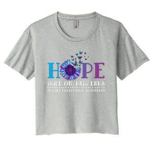 Hope Hold On Pain Ends Suicide Prevention Awareness Graphic Cool Gift Women's Crop Top Tee