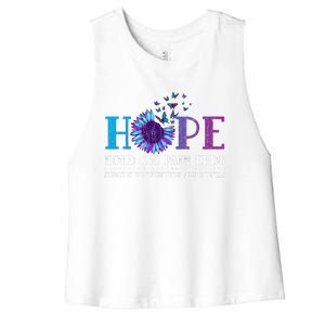 Hope Hold On Pain Ends Suicide Prevention Awareness Graphic Cool Gift Women's Racerback Cropped Tank