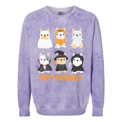 Happy Halloween Pug Dogs Cute French Bulldog Lover Gifts Colorblast Crewneck Sweatshirt