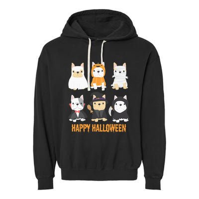 Happy Halloween Pug Dogs Cute French Bulldog Lover Gifts Garment-Dyed Fleece Hoodie