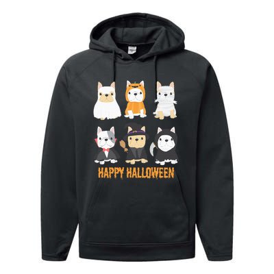 Happy Halloween Pug Dogs Cute French Bulldog Lover Gifts Performance Fleece Hoodie