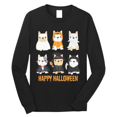 Happy Halloween Pug Dogs Cute French Bulldog Lover Gifts Long Sleeve Shirt