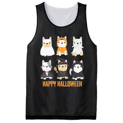 Happy Halloween Pug Dogs Cute French Bulldog Lover Gifts Mesh Reversible Basketball Jersey Tank