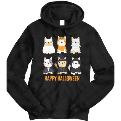 Happy Halloween Pug Dogs Cute French Bulldog Lover Gifts Tie Dye Hoodie