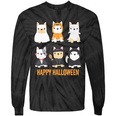 Happy Halloween Pug Dogs Cute French Bulldog Lover Gifts Tie-Dye Long Sleeve Shirt